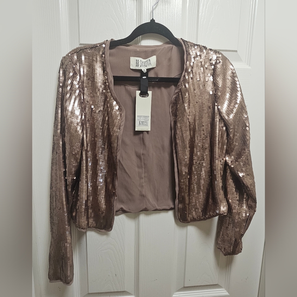 Women's Blazer BB Dakota Metallic Sequin Jacket Size S NWT‎ 100% Plyester